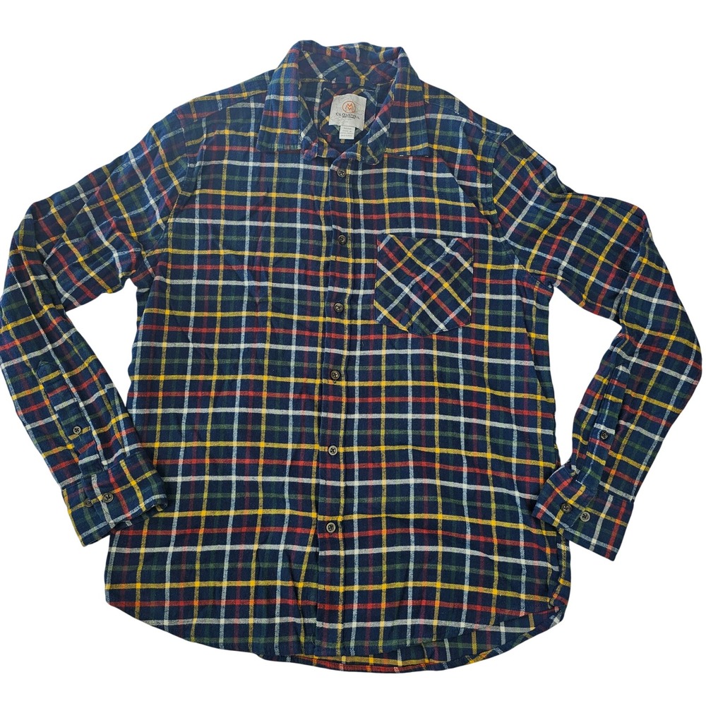 Cloudveil Mountainworks Men's Medium Navy Multi Plaid Flannel Button Up Shirt